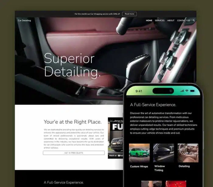 Car detailing google sites templates website and templates