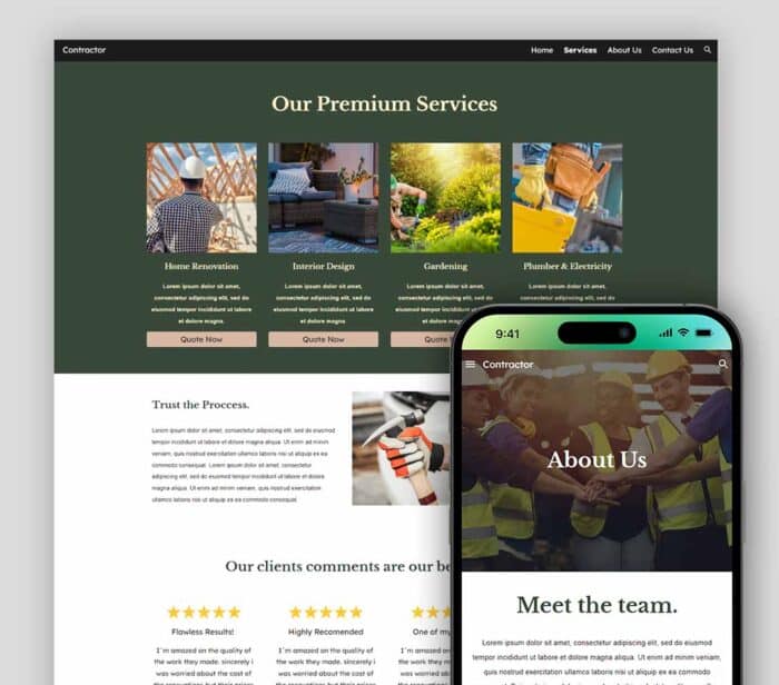 contractor google sites templates website and templates