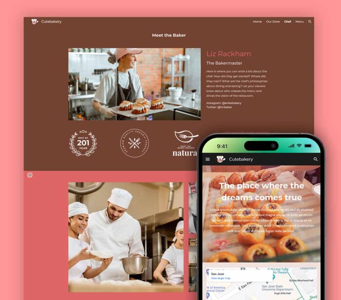 dessert website and templates google sites Bakery website template
